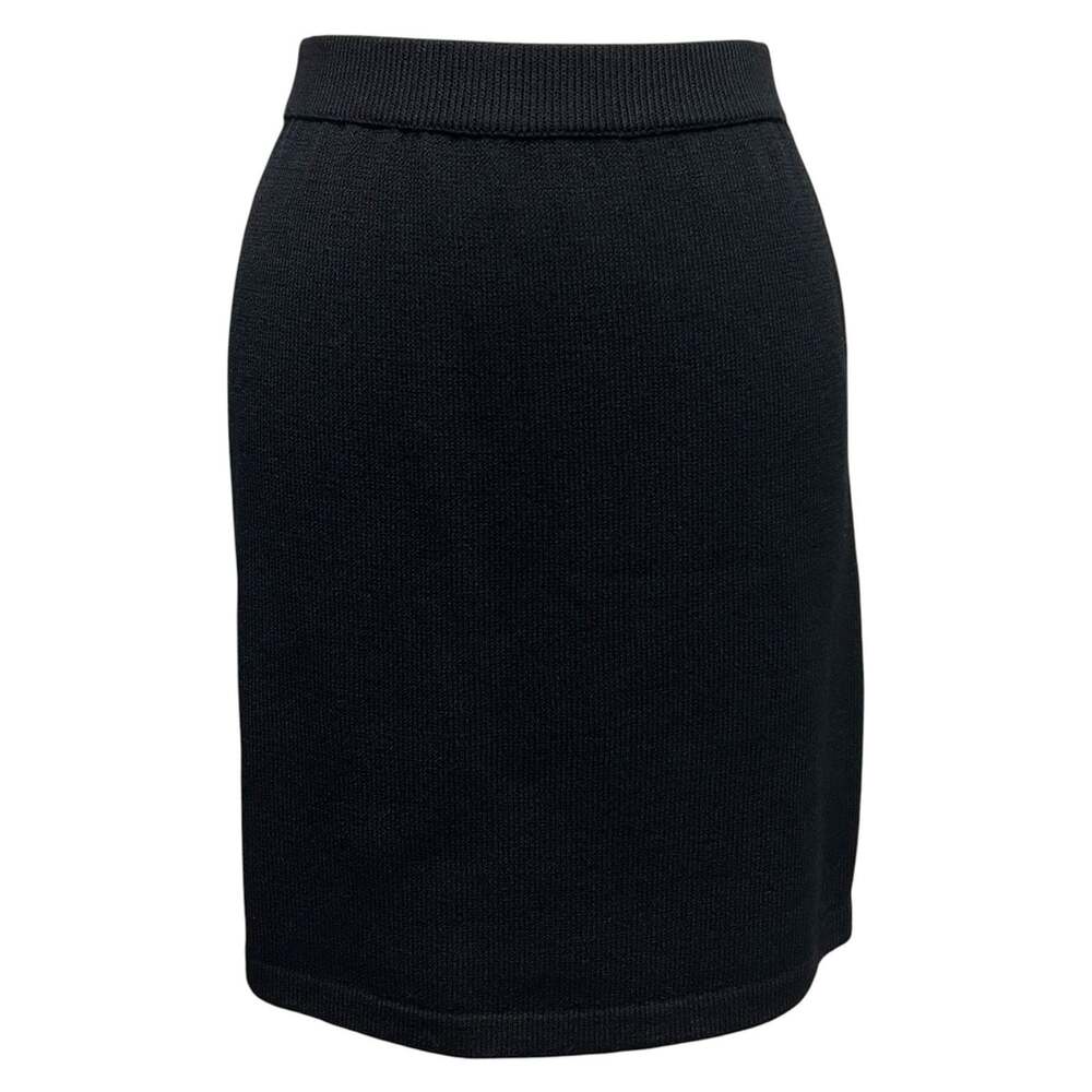 St. John Basics Pencil Skirt Santana Knit Black Size 4 Minimalist Simple Pull On